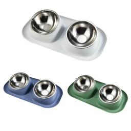 Tigela de gato dupla de aço inoxidável Recipiente de comida para cães Base antiderrapante Alimentador de água para animais de estimação Guarda de segurança de inclinação - Image 6