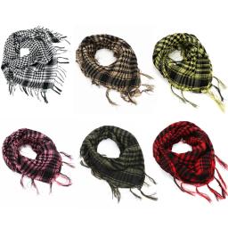 Xale de caminhada ao ar livre masculino com borla, lenço xadrez deserto, árabe militar, turbante tático do exército, máscara - Image 1