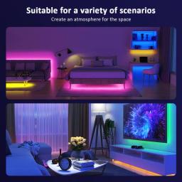 Luzes de tira LED para festa doméstica, iluminação RGB, sincronização de música, mudança de cor, 5050 ,5V, 1m-5m, 16 milhões de cores - Image 2