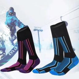DIZETION 1 par inverno quente espessamento meias de esqui caminhadas meias para mulheres homens crianças ao ar livre anti-frio meias esportivas altas - Image 2