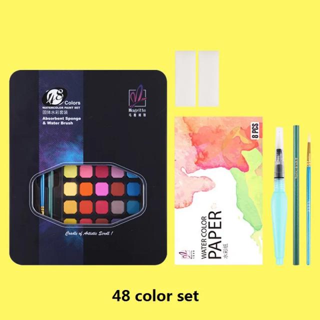 Kit de Aquarela Profissional: Cores Sortidas para Artistas Iniciantes e Crianças, Suprimentos de Arte em um Grande Conjunto de Viagem