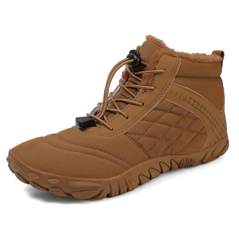 Botas de caminhada descalças de inverno para homens e mulheres, bota de neve quente com gota zero, botas de tornozelo com caixa de dedo largo, minimalista à prova d'água - Image 1