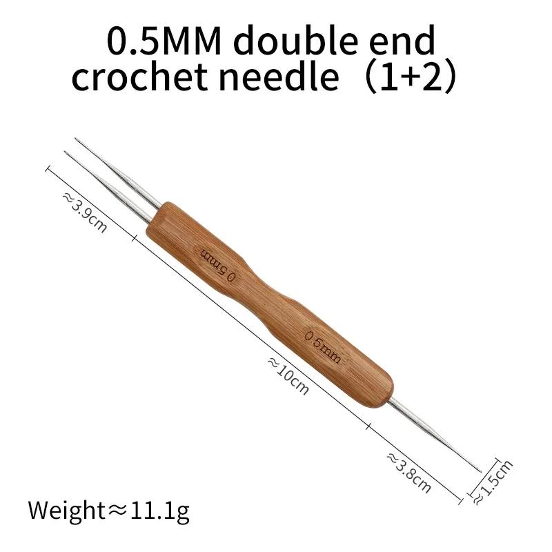 Dreadlock Crochet Gancho para Trança Peruca Extensão do cabelo Agulha Tecelagem 3 Cabeça Crochet Gancho Bambu Handle Knitting Tools 0.5mm 0.75mm - Image 1
