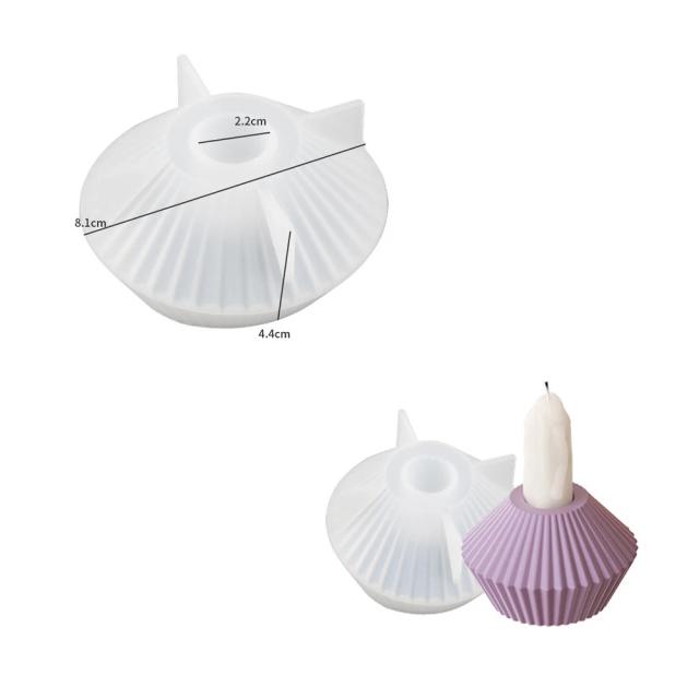Castiçal de Silicone Listrado: Moldes Redondos para Artesanato em Gesso, Concreto e Resina com Decoração para Casa