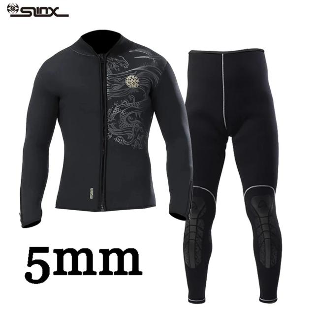 Terno de Mergulho em Neoprene para Homens com Zíper Frontal, Ideal para Kitesurf e Atividades Aquáticas - Jaquetas e Calças de 5mm