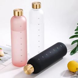 Garrafa de Água com Time Marker, Motivacional, Reutilizável, Fitness, Esportes, Ao Ar Livre, Viagem, Sem Vazamento, BPA, Fosco, Plástico, 1L, 32 oz - Image 1