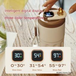 Garrafa térmica LED digital inteligente, caneca de café, copo térmico, frascos de vácuo portáteis, aço inoxidável, 450ml - Image 4