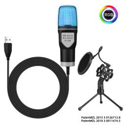 Microfone USB RGB Microfone Condensador Fio Gaming Mic para Podcast Estúdio De Gravação Streaming Laptop Desktop PC - Image 2