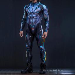 Cyberpunk masculino feminino armadura mecânica macacão festa de halloween cosplay steampunk traje festa lutador elástico bodysuits macacão - Image 4