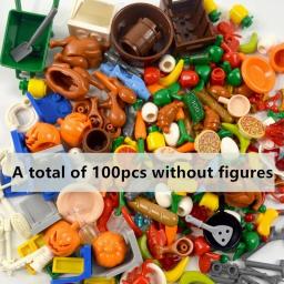 Dly mini figuras de bloco de construção de alimentos pão peixe frutas frango caranguejo cachorro-quente bolo pizze caixa de cenoura brinquedos criativos peças de cidade tijolo - Image 5