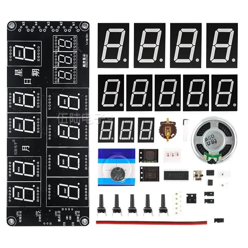 Voz Relógio Digital Eletrônico DIY Kit Grande Tela TTime Temperatura Display Calendário Perpétuo Componentes Eletrônicos - Image 1