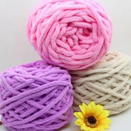 Fio Chenille para Tricô Cachecóis e Cobertores, Fio Chunky Vegan, Materiais Jumbo, 100g, 100% Poliéster - Image 6
