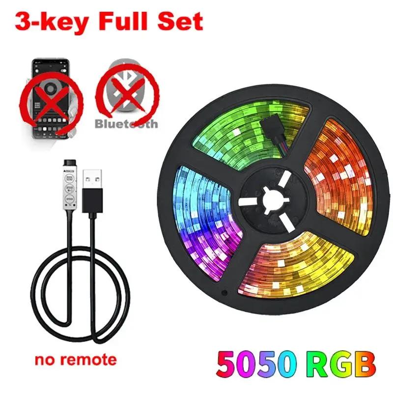 RGB LED Strip Light com controle remoto para decoração de casa, fita flexível da lâmpada, USB, Bluetooth, luz de fundo, festa, TV, 1-20m, 5050, 12 LED - Image 1