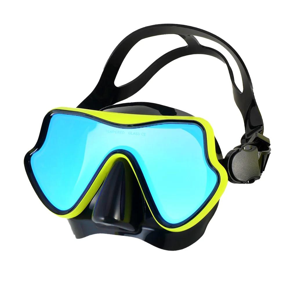 Máscara de mergulho com snorkel, óculos de natação, saia de silicone, máscara de mergulho com lente colorida, vidro temperado, visão ampla para adultos e jovens - Image 1