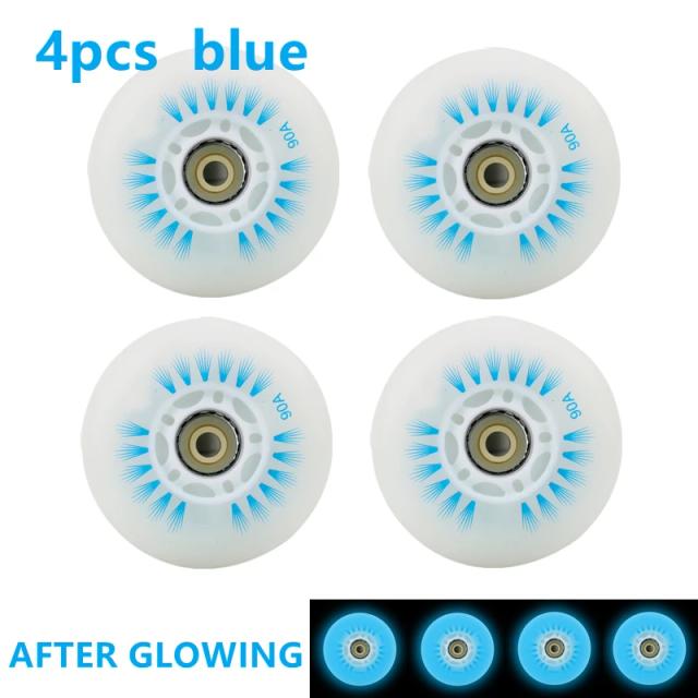 Rodas de Patins Inline Flash LED 4 Peças 60-125mm