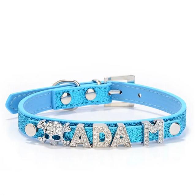 Coleira Personalizada para Cães e Gatos com Nome em Strass e Sistema Anti-Perda para Filhotes