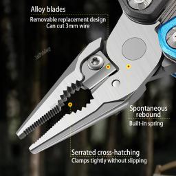 Multifuncional Garra Martelo para Camping ao ar livre, Multi Ferramentas, Faca dobrável, Alicate Multitool, Chave inglesa ajustável, Chave de fenda Bits - Image 2
