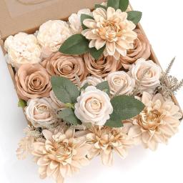 Espuma Artificial e Conjunto de Flores de Seda, Flores Falsas com Hastes, Buquês de Casamento DIY, Centerpieces, Decoração de Casa de Festa - Image 1