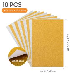 Glitter Paper Cardstock para projetos DIY, A4, Scrapbook, artesanato, aniversário, prata, 10pcs - Image 3