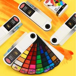 Conjunto de tinta aquarela sólida portátil para iniciantes, pigmento com caneta de água, arte de pintura, novo, 36 cores, 42 cores - Image 3
