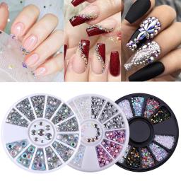 Conjunto de strass de cristal AB colorido misto, unhas 3D Flatback, gemas e encantos DIY, decoração artesanal manicure, 3 caixas - Image 1