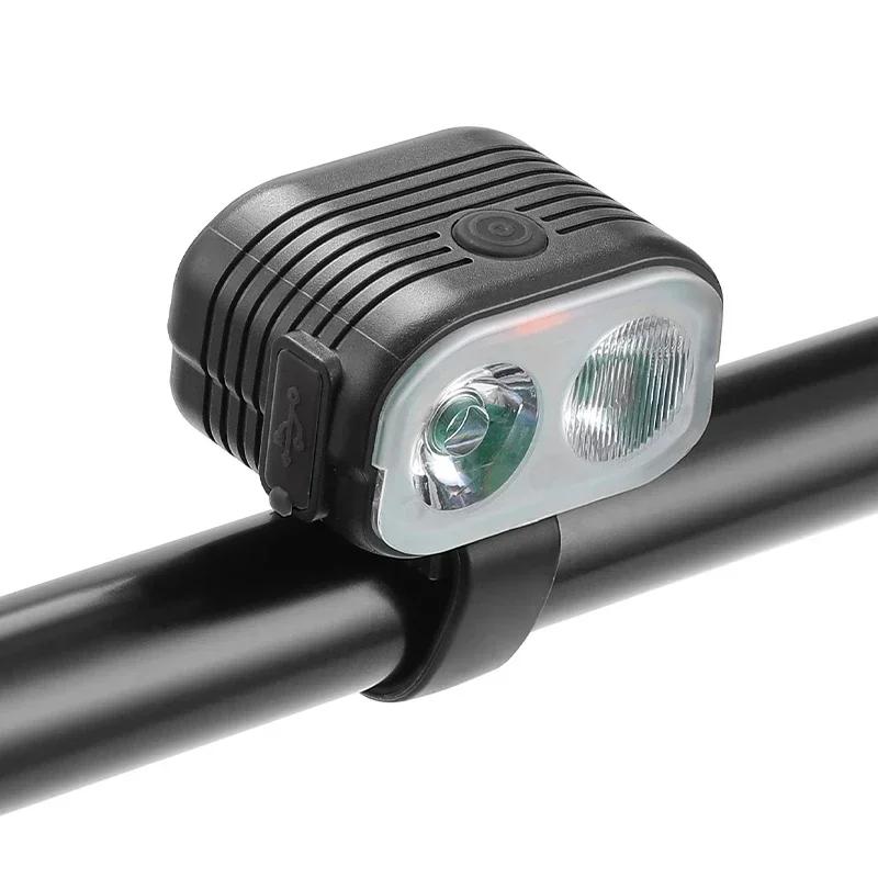 X-TIGER-Farol LED de bicicleta com buzina, luzes à prova d'água, USB recarregável, 200 lumens, 6 modos, 2 em 1 - Image 1