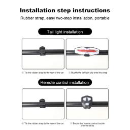 USB Recarregável Turn Signals para Bicicleta, Luz Traseira, Aviso de Segurança, Ciclismo Luz, Controle remoto sem fio - Image 5