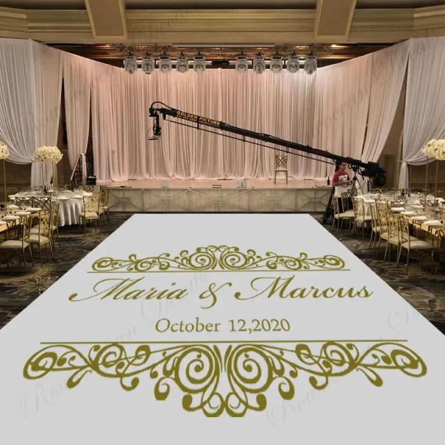 Adesivo Personalizado para Casamento com Nome e Data - Decoração em Vinil para Dança e Noivado 4490