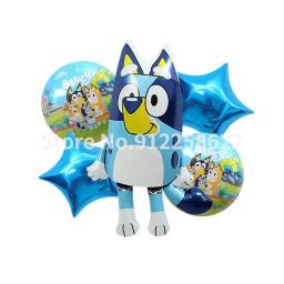 Bluey balão filme de alumínio grande número balão dos desenhos animados bingo bluey cão festa de aniversário decoração layout fundo foto prop - Image 4