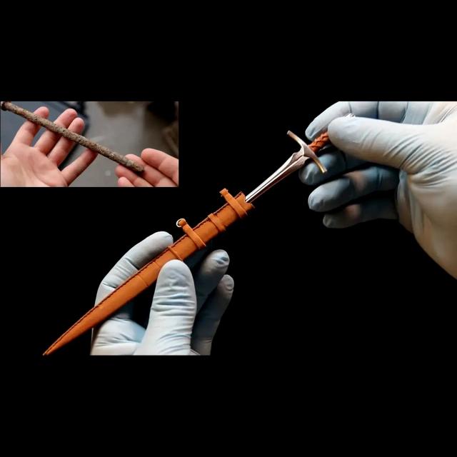 Mini Espada Curta Cruzado dos Cavaleiros do Templo Nasir - Espada Histórica Medieval Artesanal Não Afiada em Escala 1:6 para Presentes em Miniatura