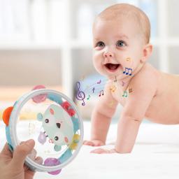 Sinos de pandeiro de mão, chocalho de plástico, bola de percussão, jogo de bebê, brinquedo, instrumento musical, instrumento de tambor educacional - Image 2