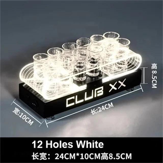 LED Shot Glass Servindo Bandeja Iluminado Beber Copos Titular, Bandeja de serviço para boate, Padrão de corte a laser luminoso personalizado, Festa - Image 1