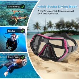 Máscara de mergulho profissional para homens e mulheres, máscara de natação, óculos à prova d'água HD, silicone snorkel - Image 4