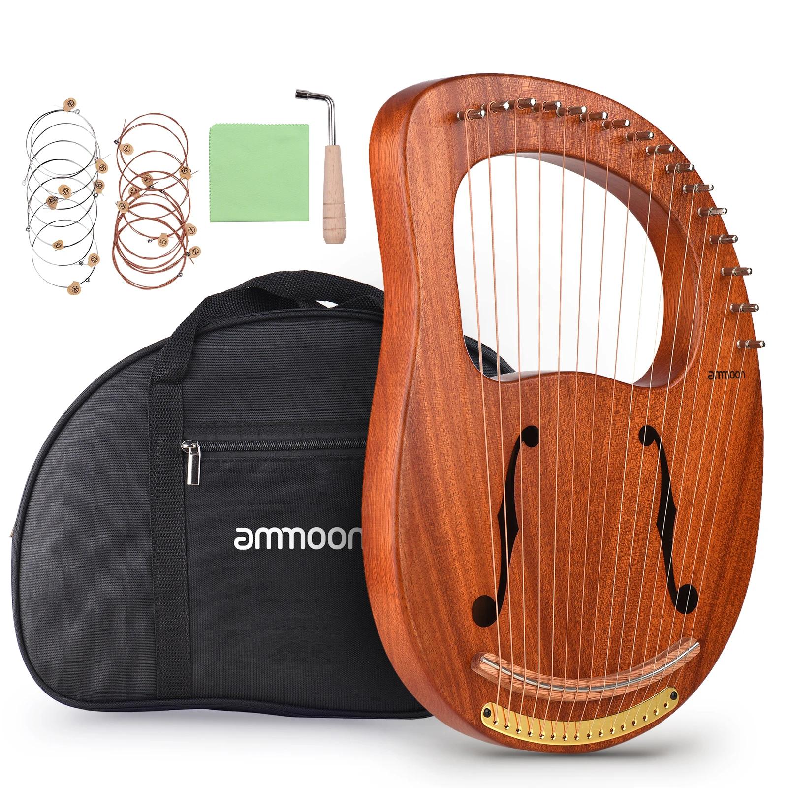 Ammoon-Madeira Lira Harpa com Carry Bag, Instrumento de Madeira Sólida Cordas, Tuning Wrench, Music Book, 16 Cordas, WH-16 - Image 1