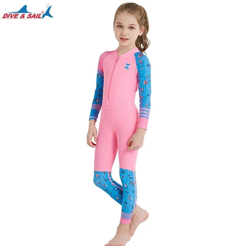 Fato de mergulho de manga comprida para meninos e meninas, spandex, anti-UV, estilo fino, macacão surf, moda banho, wetsuit, caiaque, UPF50 Plus - Image 1