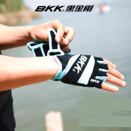 Bkk luvas de pesca para homens metade dedos ao ar livre de água doce spinning pesca respirável anti-derrapante luvas usadas em quatro estações - Image 3