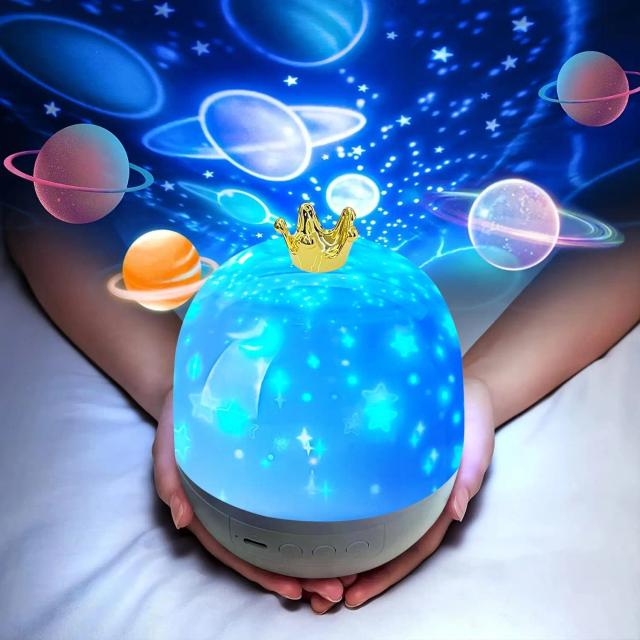 Projetor Galáxia Infantil Coroa 15 Filmes Rotação 360