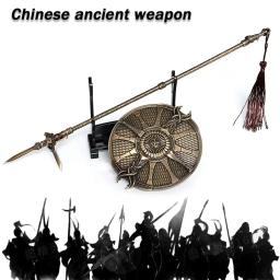 A Arma de Lança do Soldado Qin, Espada Antiga Chinesa, Modelo de Metal Ge Dun com Suporte, Presente Medieval, Brinquedo Colecionável, 30cm - Image 1
