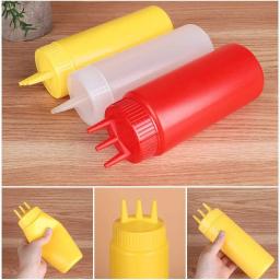 3 pçs 650ml ketchup squeeze garrafa de plástico condimento squeeze squirt garrafas 3 buraco dispensando garrafas para óleo churrasco molhos pintura - Image 5