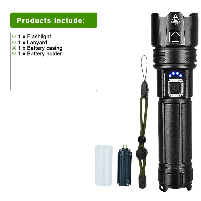 Lanternas LED de alta potência, Lanterna Recarregável com Carregamento USB, Tocha Poderosa, Luz de Trabalho, 1500m, 500W, 600W - Image 1