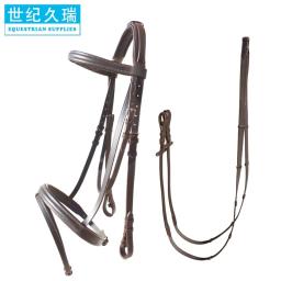 Bridle de cavalo Bridle de couro inglês com conjunto de reina antiderrapante Conjunto de reina de brigha segura e confortável - Image 1
