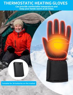 Luvas elétricas aquecidas com bateria, Sking aquecimento rápido, Aquecedores de mão para caça à neve, Ciclismo e condução, Inverno - Image 4
