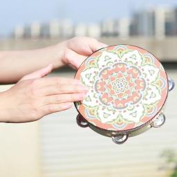 8 Polegada pandeiro sino tambor de mão estilo dunhuang sinos de aço inoxidável tambores instrumentos musicais de percussão orff presente das crianças - Image 4