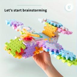 Montessori crianças engrenagem elétrica conjunto de brinquedos de construção conjunto de engrenagens giratórias carro ferroviário grande construção haste brinquedo de natal - Image 2