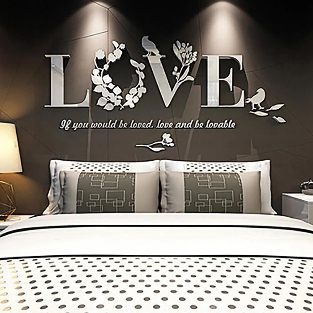 Amor letra impressa folha arte vinil decalques da parede, adesivo removível, decoração de casa, decoração do quarto, 3D, transporte rápido - Image 1