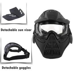 Máscara facial completa airsoft caça cs wargame máscaras protetoras ao ar livre tiro paintball máscara respirável acessórios com óculos - Image 4
