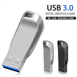 Unidade flash USB 3.0 de haste de metal de alta velocidade Pendrive - 128GB 64GB 32GB 16GB 8GB - Disco U de caneta grátis durável para armazenamento de dados - Image 1