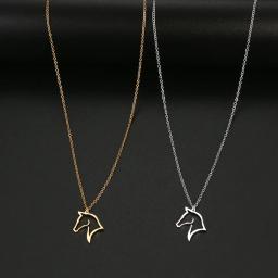 Colares de aço inoxidável cavalo colar oco animal colares pingente para mulher unisex bonito jóias presente aniversário - Image 6