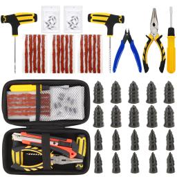 Kit de ferramentas de reparo do pneu carro auto bicicleta pneu vácuo prego conjunto motocicleta scooter filme de borracha prego para tubeless studding punctura plug - Image 1