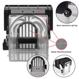 Armadilha para roedores, reutilizável para jardim interno e externo, seguro, firme, coletor de mouse doméstico, transparente, inteligente, com travamento automático - Image 3